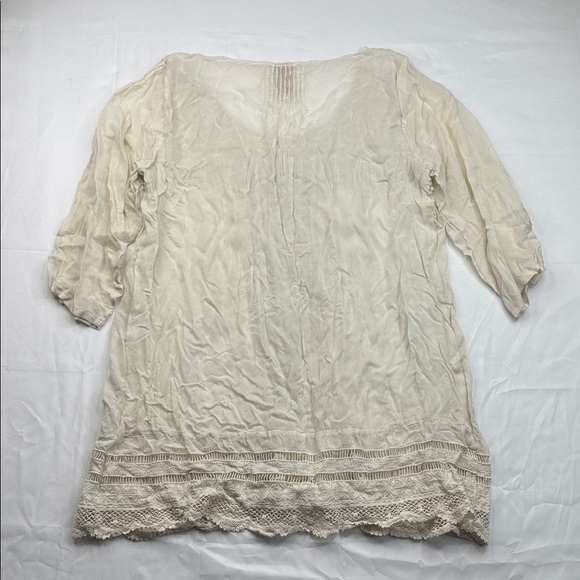 Johnny Was Sheer Embroidered Crochet Tunic Blouse PLUS Size XXL Cream Ivory lace - Picture 7 of 7